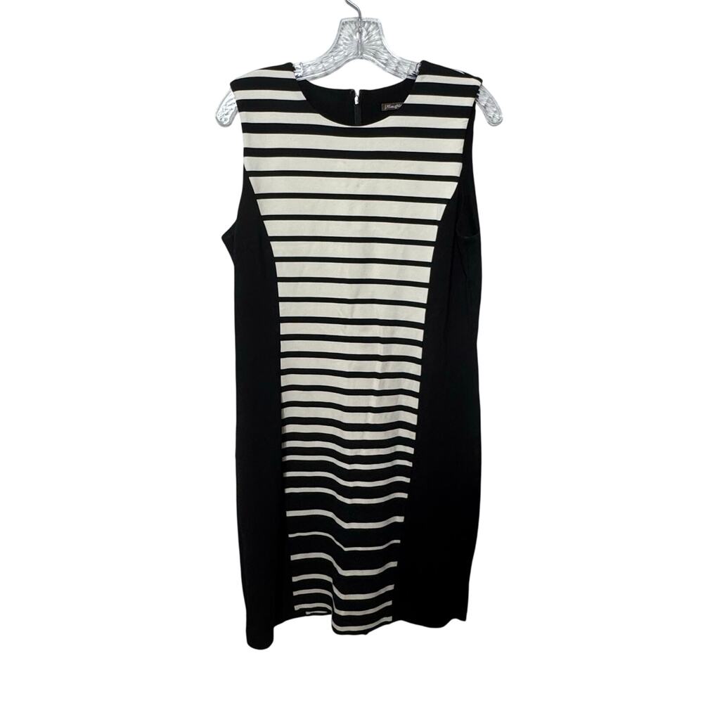 J.McLaughlin Women’s Black White Striped Sleeveless Sheath‎ Dress Size L